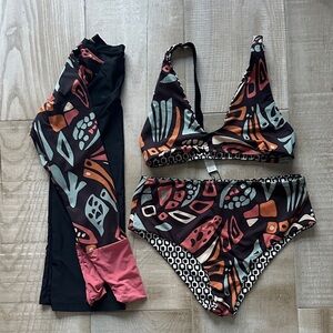 Sea rash guard swimsuit set